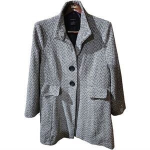 MICHAEL F Tweed Black & White Plaid Pea Coat- Size 3X